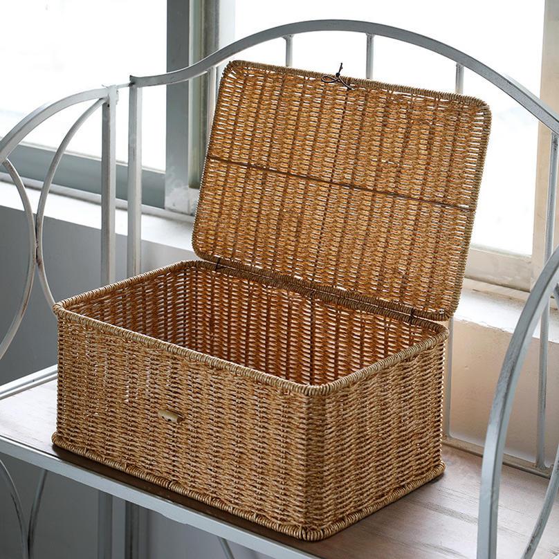 楽天市場】500円OFFクーポン 編みかご 蓋付き 手編み 収納ケース 北欧