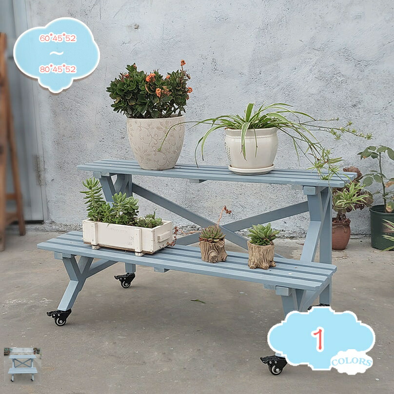 楽天市場】フラワーラック フラワースタンド 2段 天然木製 多肉植物 棚