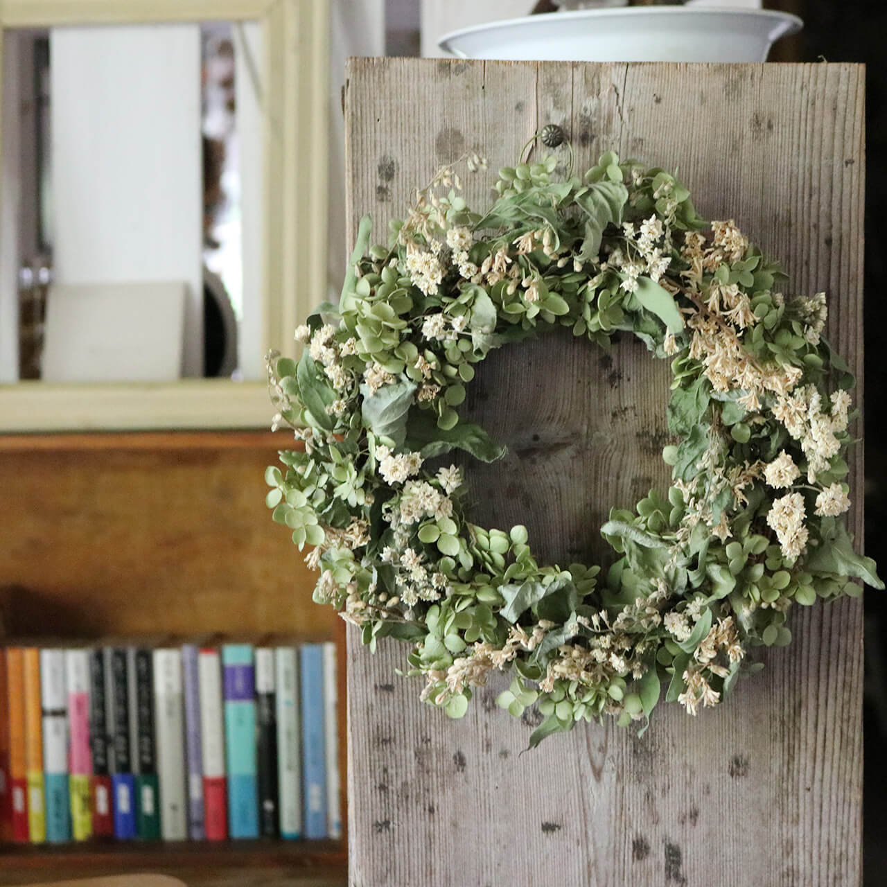 楽天市場】アナベルとキナリのナチュラルリース ◇ ドライフラワー