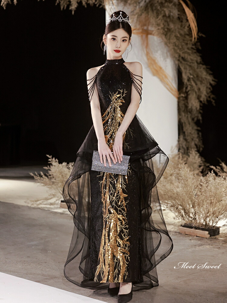 楽天市場】カラードレス スパンコール パーティードレス スレンダー