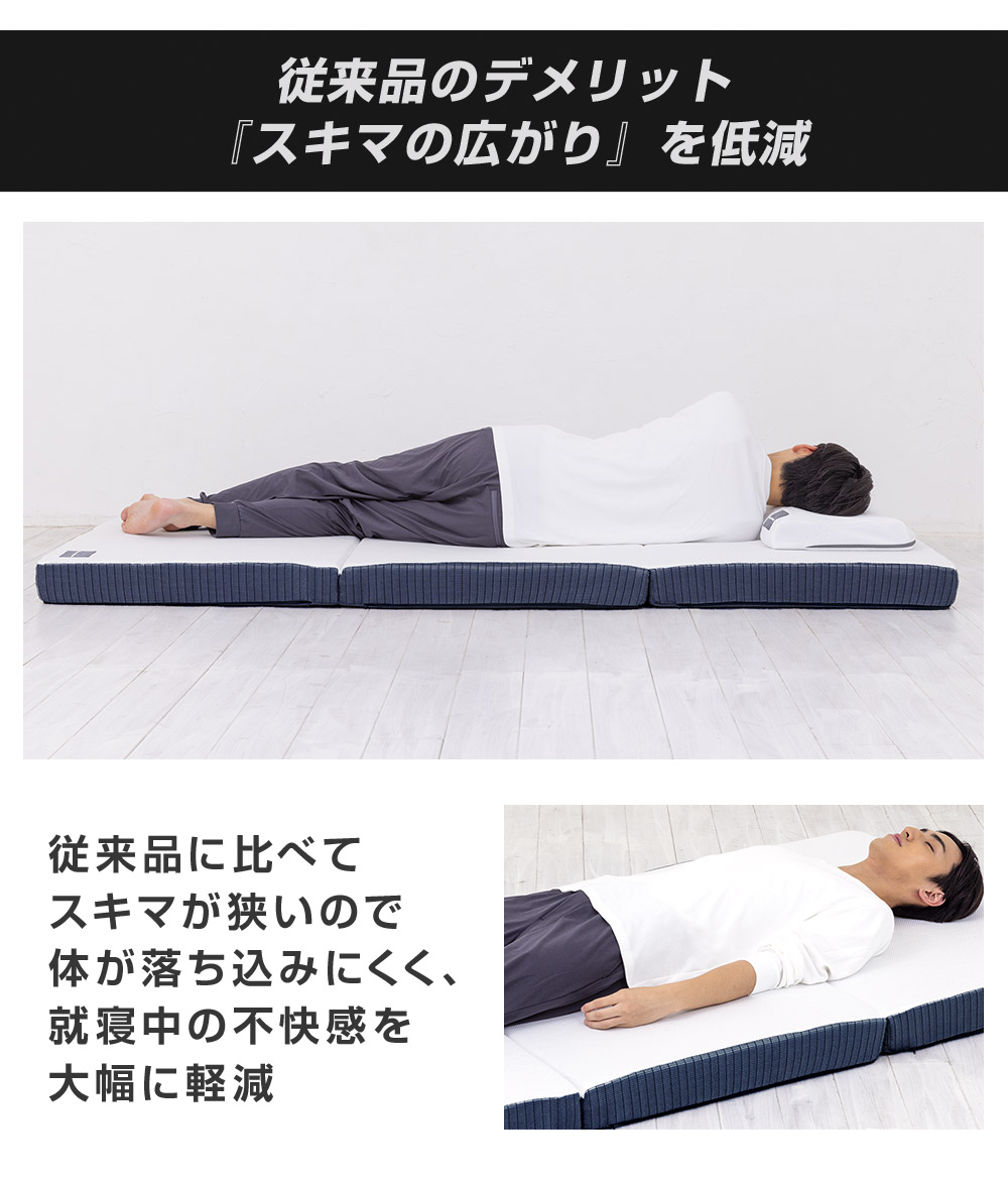 楽天市場】SOMRESTA ゼロギャップSE 三つ折りマットレス 高反発