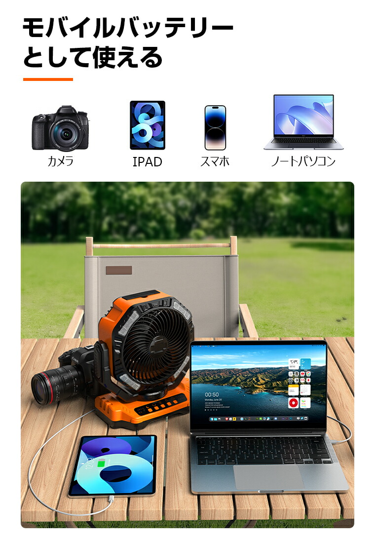 楽天市場】【40000mAh大容量・136時間使用・90°自動首振り】充電式