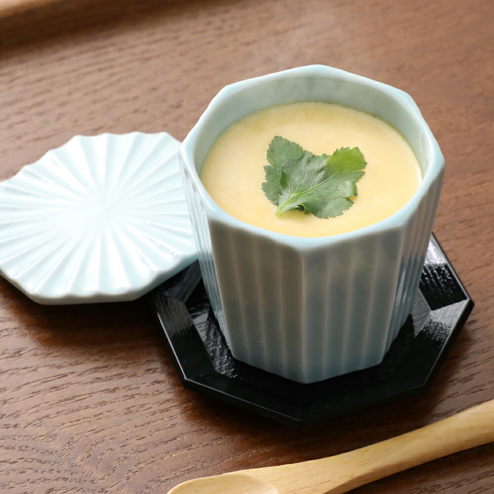 楽天市場】茶碗蒸し 器 青白磁 蒸し碗 八角彫蒸し碗 受け皿付 茶碗蒸し