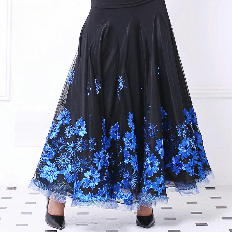 楽天市場】社交ダンススカート スパンコール 花モチーフ ロング