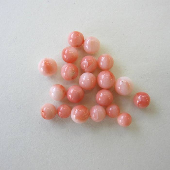 楽天市場】ピンク珊瑚 丸玉 パーツ. (20個セット) 約3.5～5ミリ 穴なし