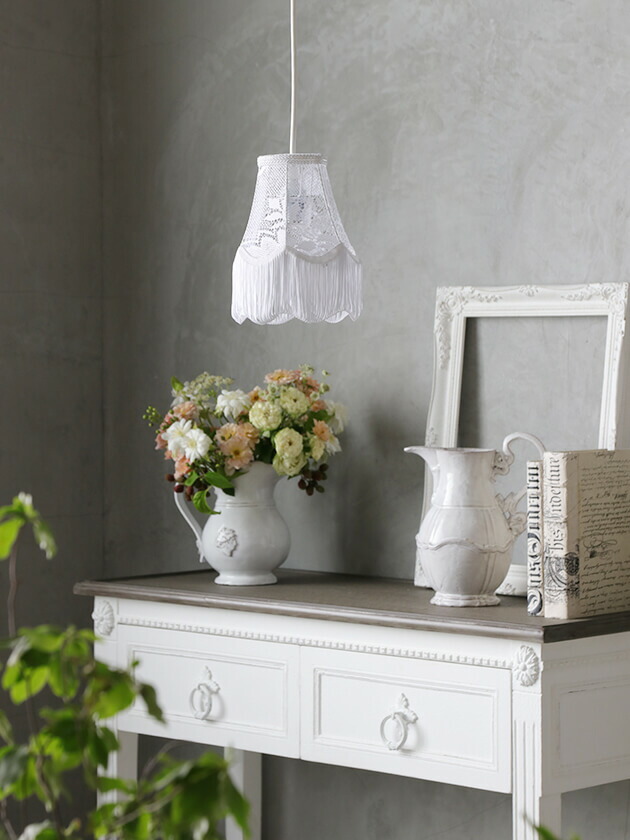 楽天市場】ペンダントランプ レース シェード ホワイト S Boboboom