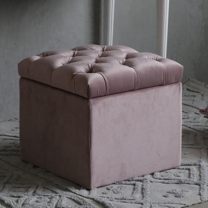 楽天市場】ストレージスツール ピンク ベルベット Classic // 収納