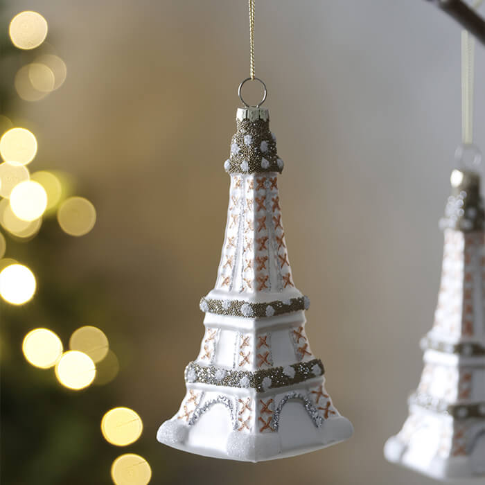 楽天市場】ガラスオーナメント Eiffel ホワイト シルバー ゴールド