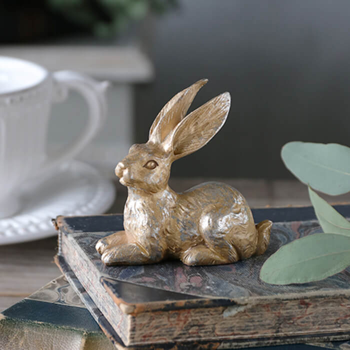 楽天市場】ラビット F シャンパン シルバー // うさぎ ウサギ 置物