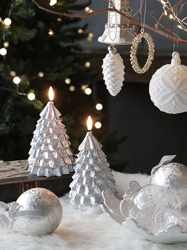 楽天市場】≪10％OFF≫ LED キャンドル クリスマス ツリー シルバー M