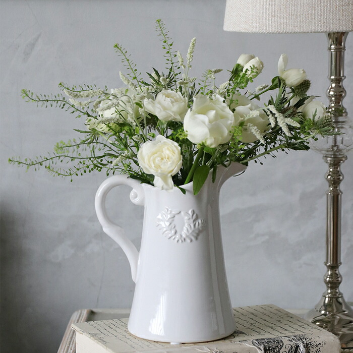 楽天市場】フラワーベース ホワイト Tina // 陶器 ホワイト 水差し