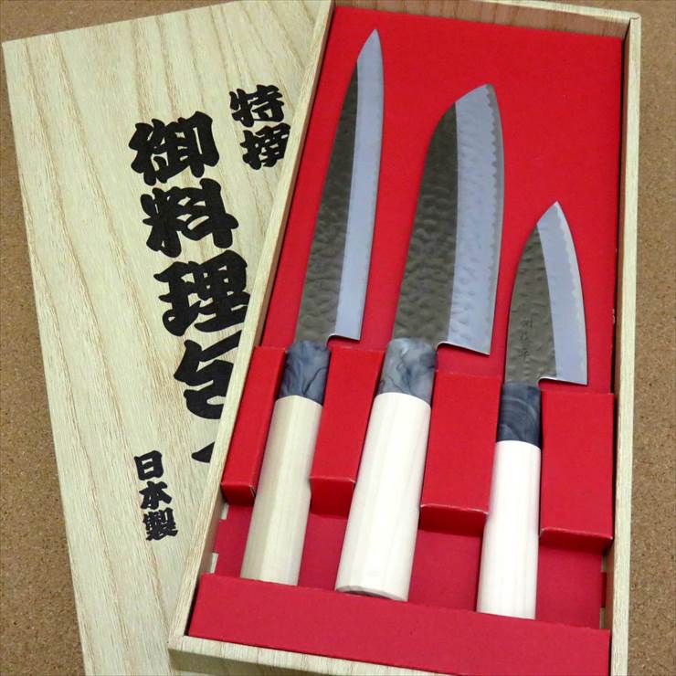 楽天市場】関の刃物 包丁3本組セット 刺身 三徳 小出刃包丁 ヤクセル