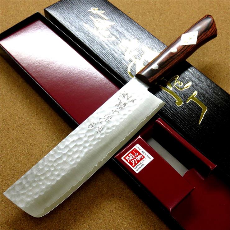 関の刃物 菜切り包丁 165mm 鎚目鍛造 本割込 3層鋼 口金付き 野菜 両刃