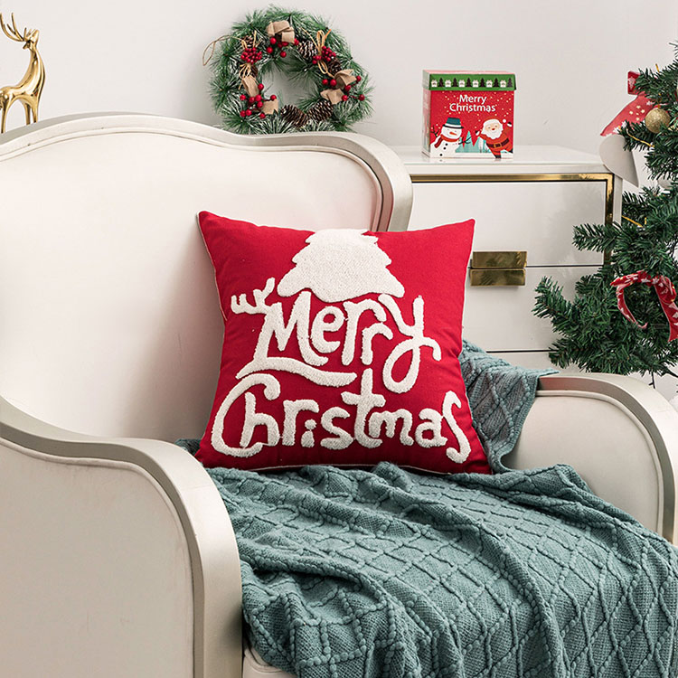 楽天市場】クリスマス クッションカバー 45x45cm 装飾クッション 刺繍