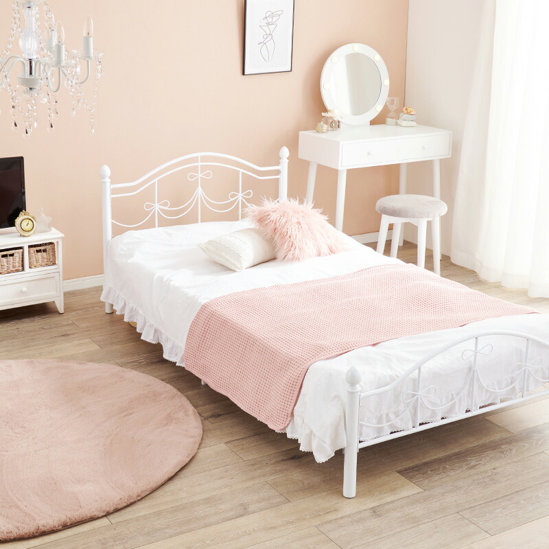 楽天市場】シンプルrに可愛らしく 姫系 アイアンベッド フレームのみ