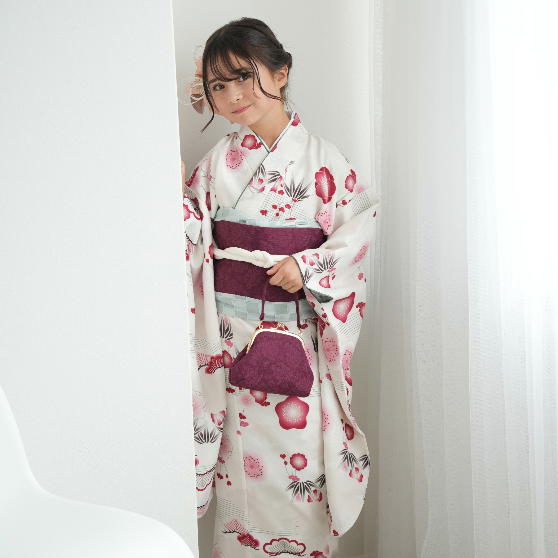 楽天市場】【ひよこ商店 10歳 振袖セット 女の子 元禄梅模様 白