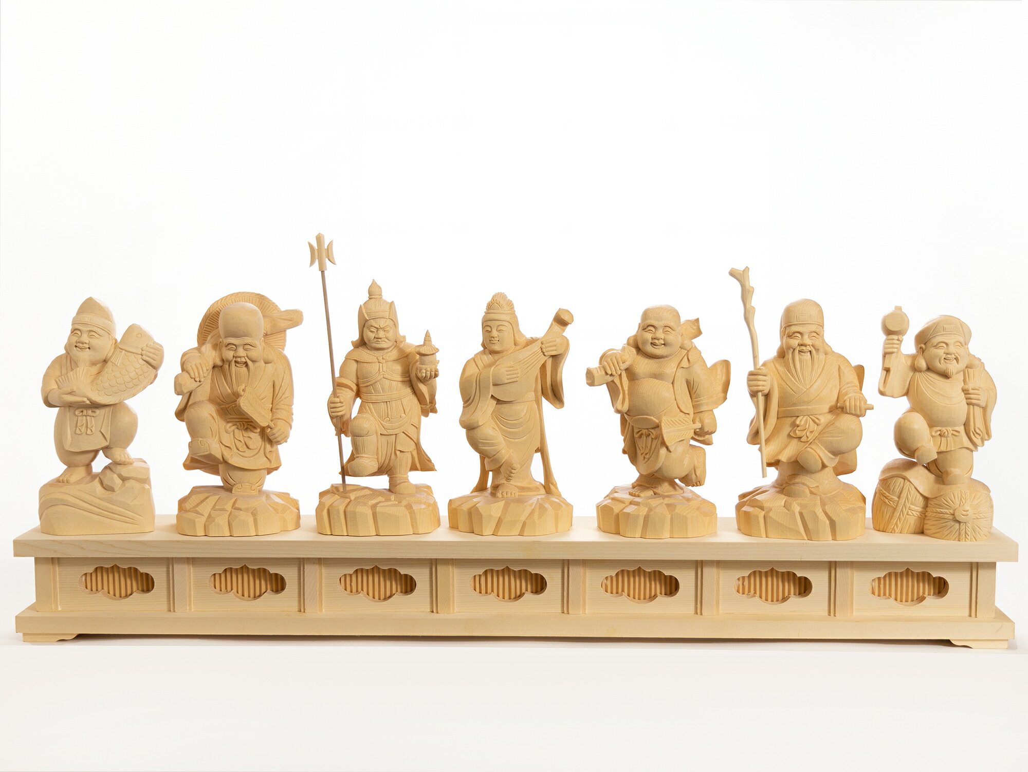 楽天市場】【横幅67cm】木彫り 七福神 置物 一刀彫 / 素材：ひのき