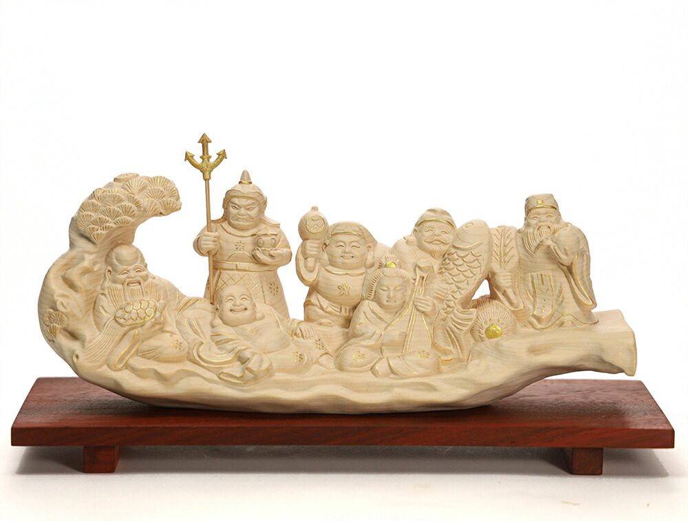 楽天市場】【横幅30cm】七福神 木彫リ 縁起物 福の神 置物一刀彫