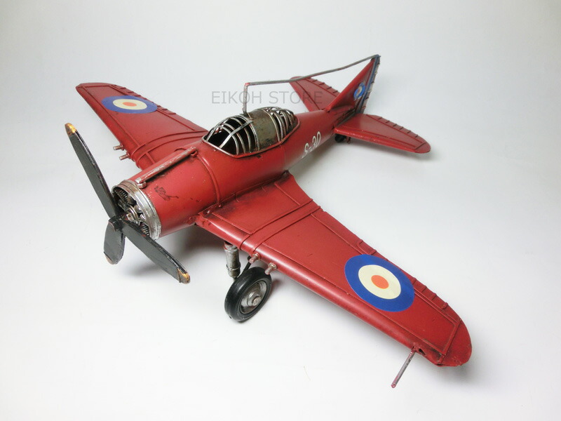 楽天市場】アンティーク調 プロペラ機 (赤) ☆ ブリキのおもちゃ