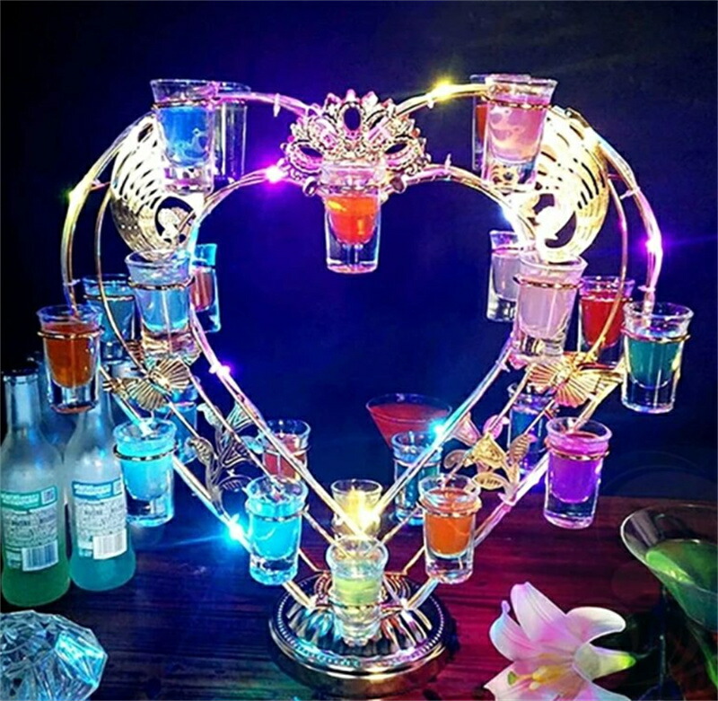 楽天市場】LED酒グラス棚 ハート型 テキーラ観覧車 酒カップホルダー