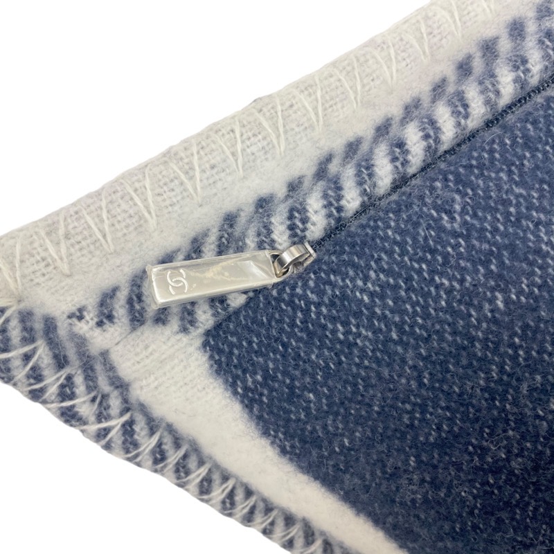 楽天市場】シャネル CHANEL ウール ネイビー ホワイト シルバー ココ