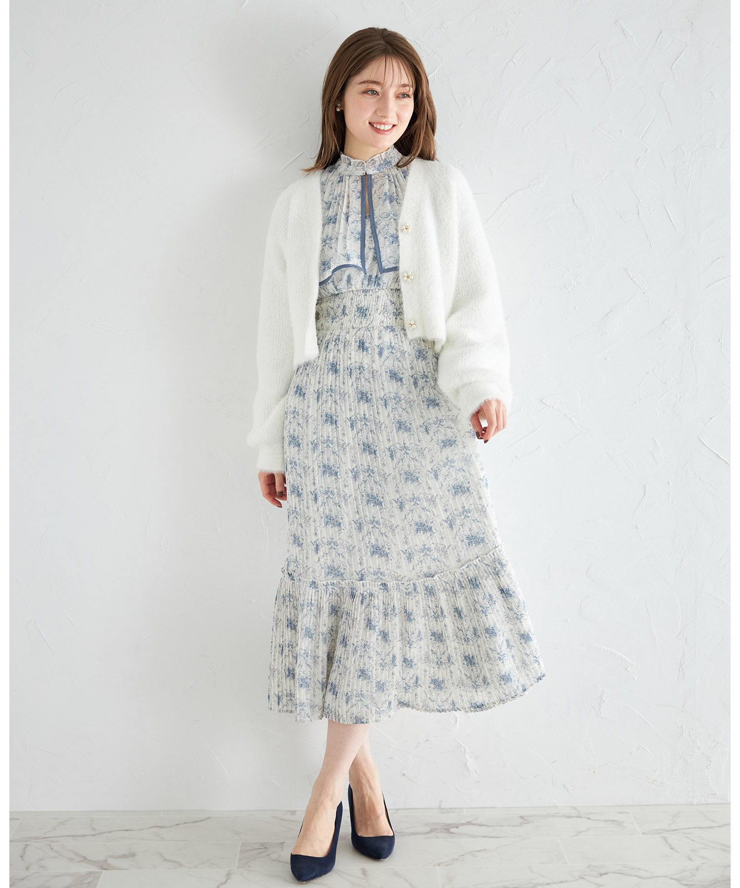 楽天市場】フラワーパール釦付きシャギーニットカーディガン【stiale