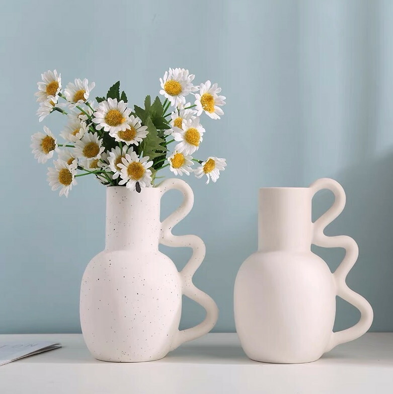 楽天市場】花瓶 ウエーブ 持ち手 フラワーベース オブジェ おしゃれ