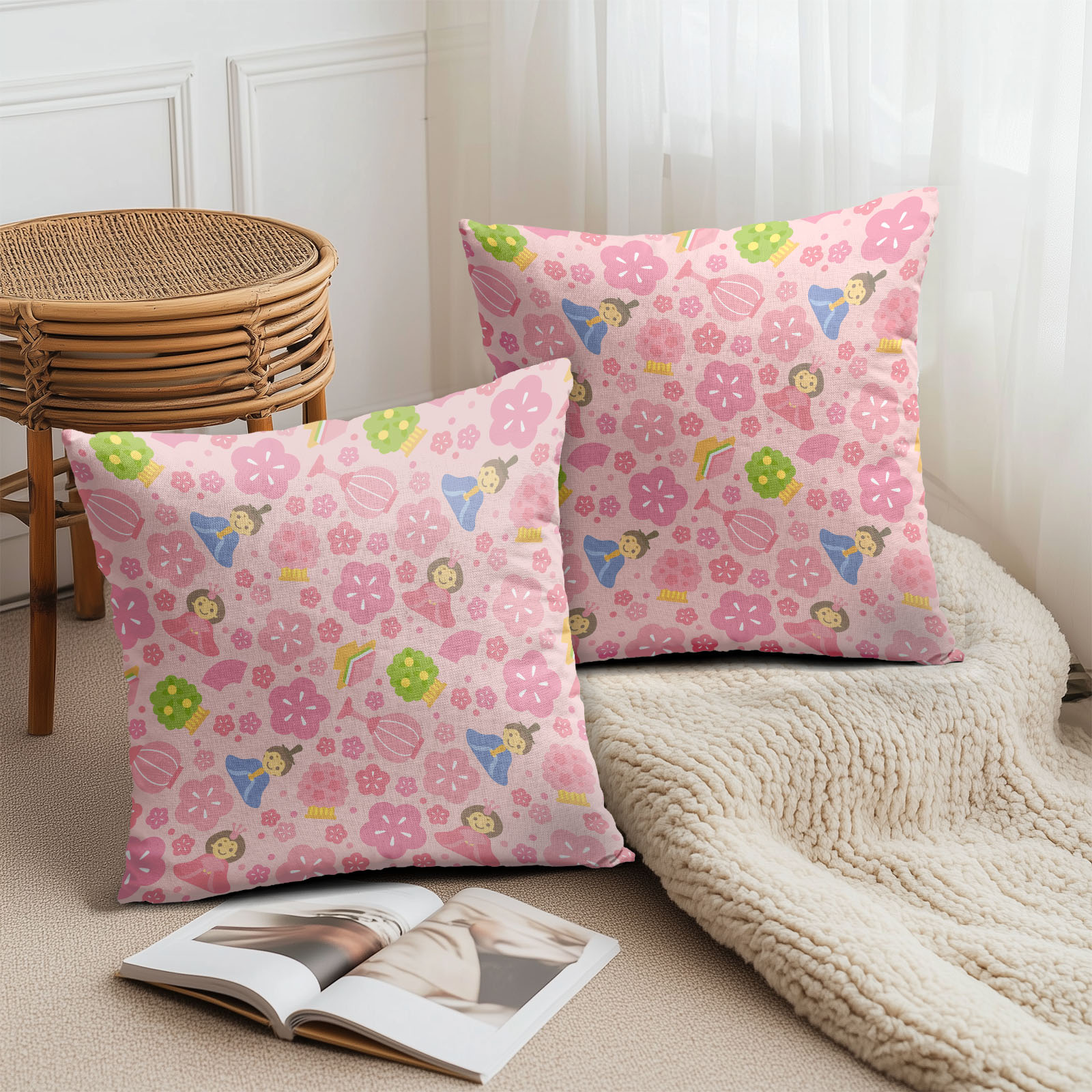 楽天市場】クッションカバー ひな祭り お雛様 花柄 ピンク色 花の