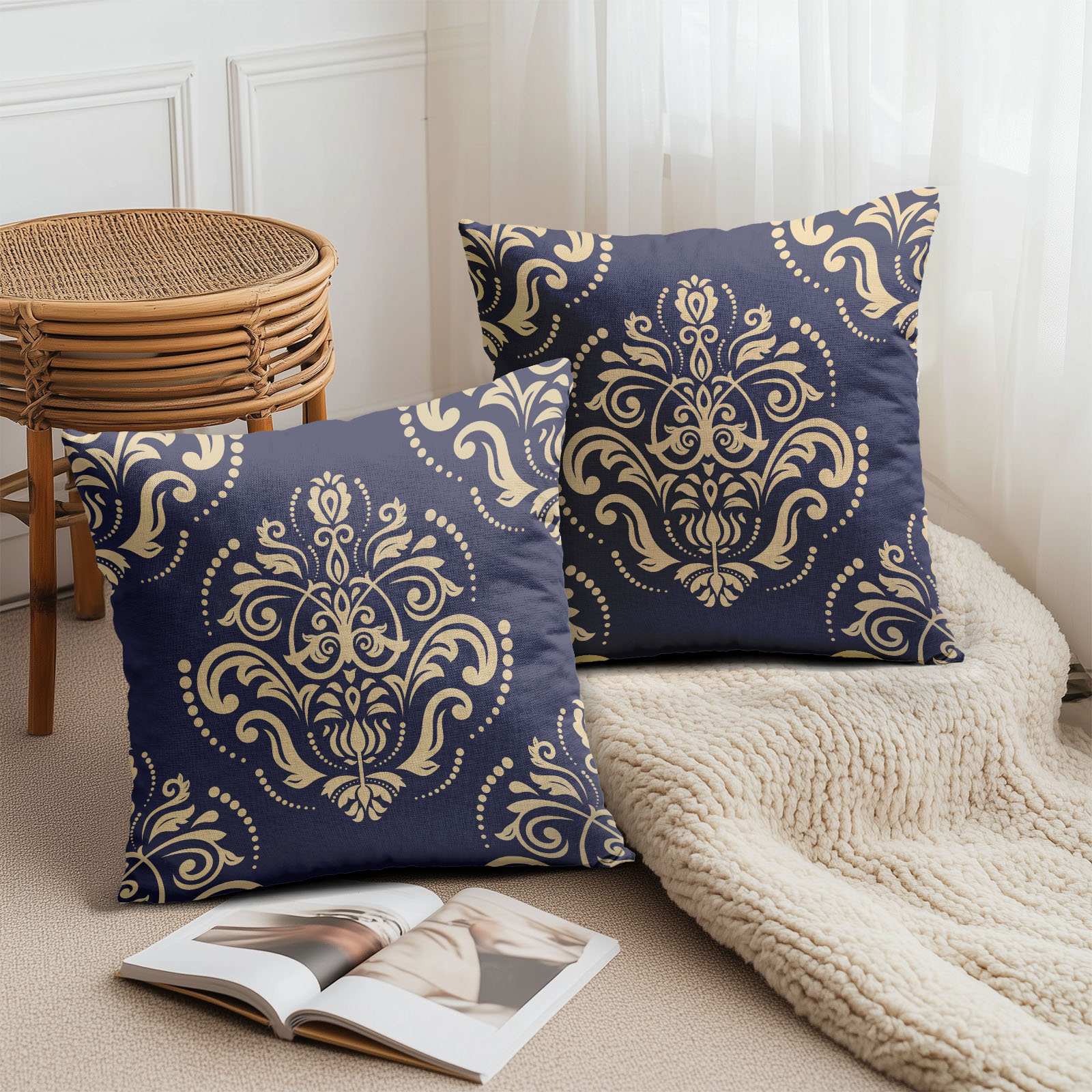 楽天市場】クッションカバー ヴィクトリアン ダマスク模様 クラシック