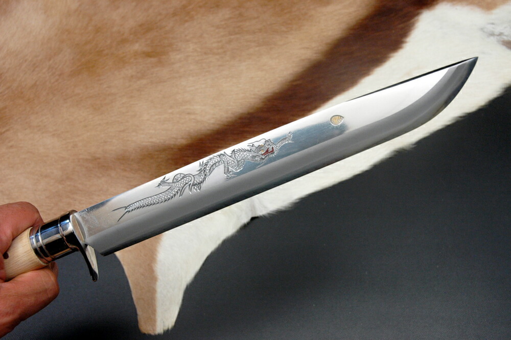 楽天市場】【受注生産】豊国作 土州剣鉈 洋樫柄 木鞘皮バンド / 彫刻