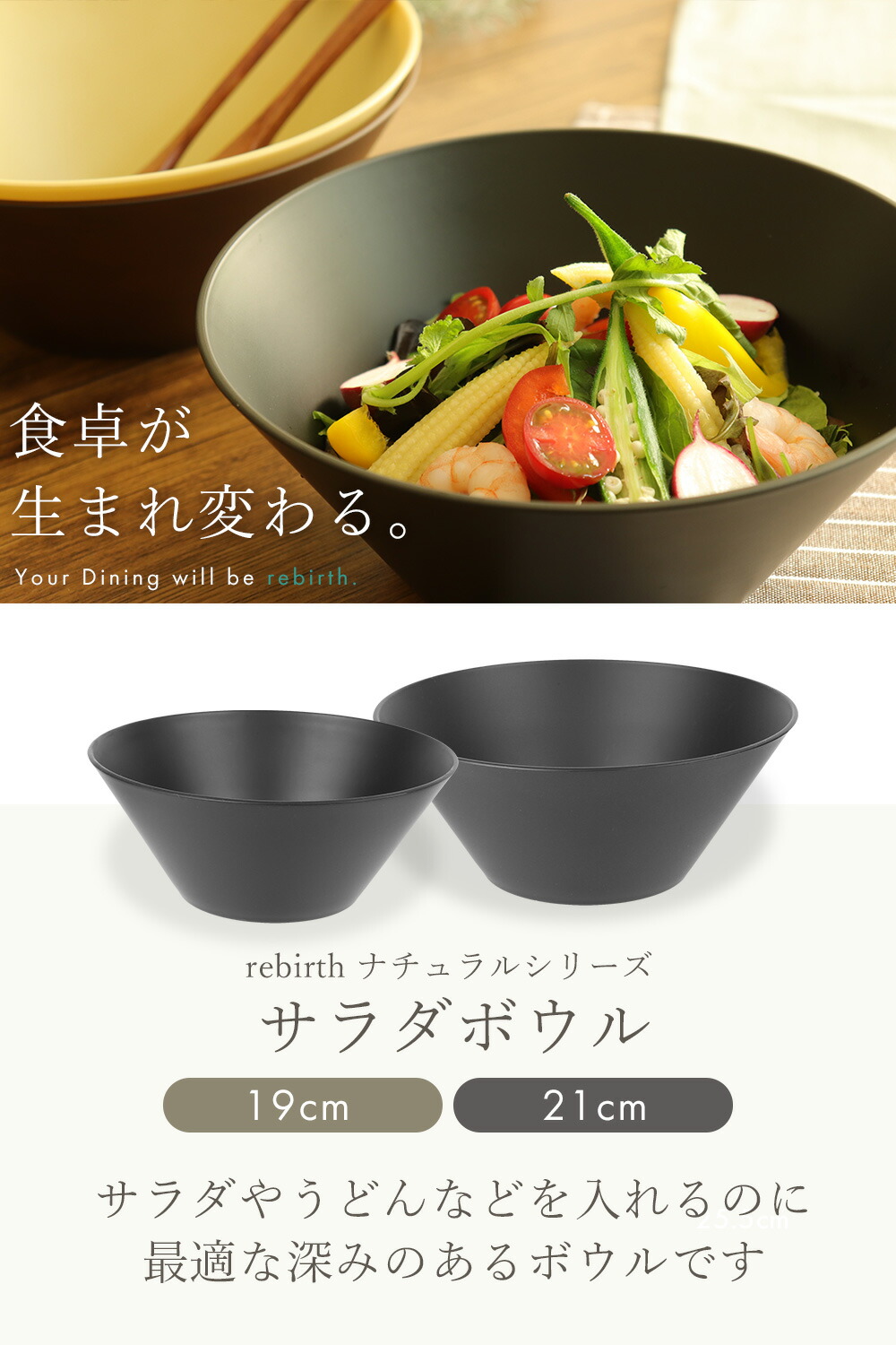 楽天市場】サラダボウル 21×8.6cm 日本製 プラスチック 食洗機対応