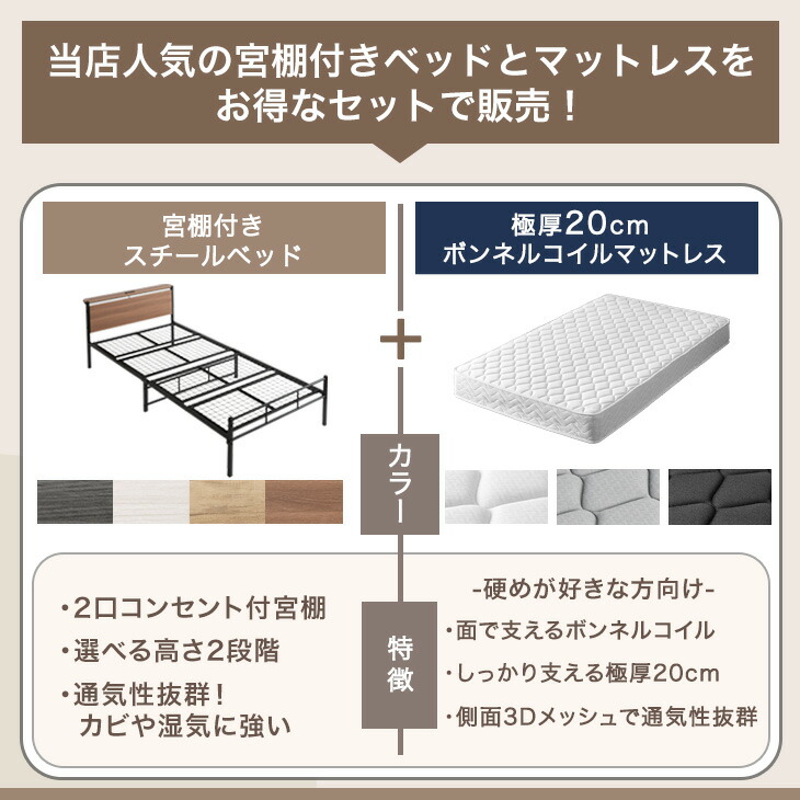 楽天市場】【3/4(水)20時~クーポン5％引】 ベッド マットレス付き 極厚