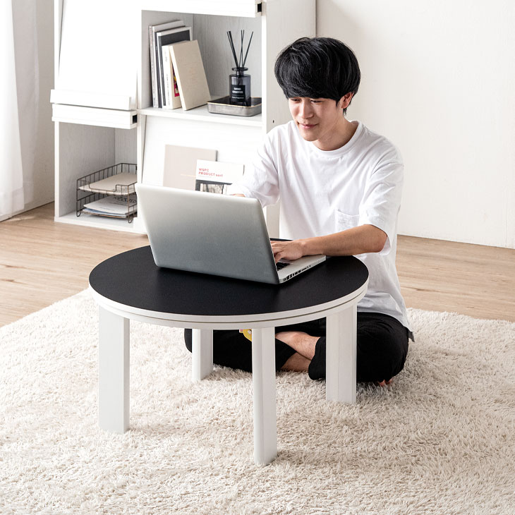 楽天市場】リバーシブル 折れ脚 こたつテーブル 円形 70cm コンパクト