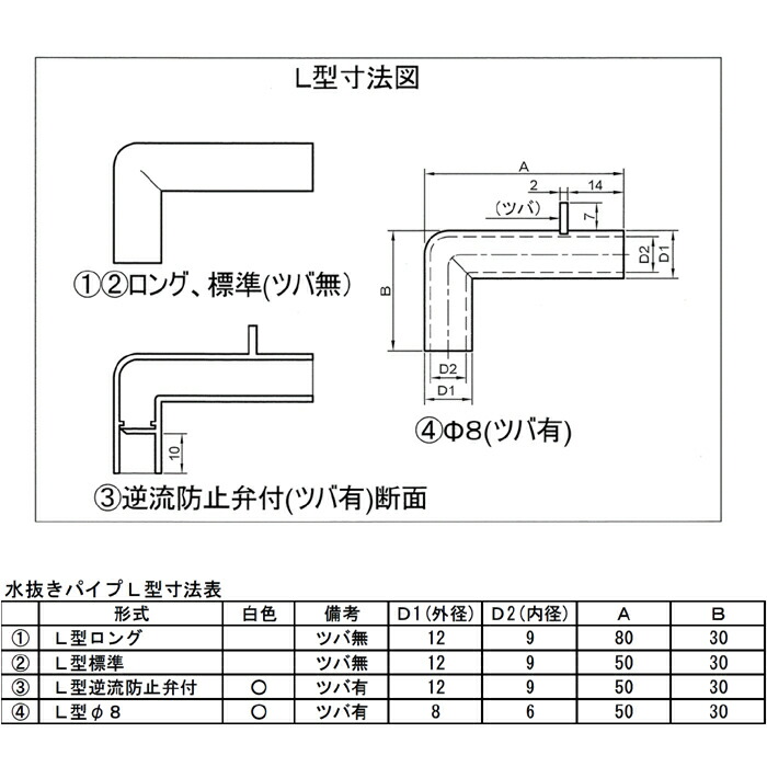 楽天市場】【フジオカエアータイト】水抜きパイプL型逆流防止弁付《50