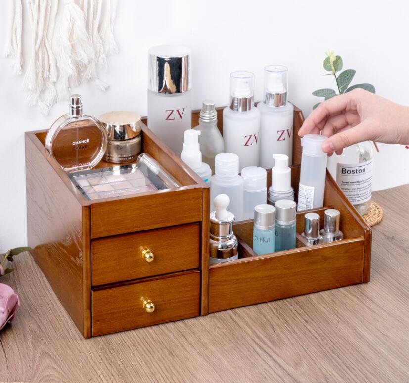 楽天市場】卓上収納ケース 化粧品収納 分格 小物収納 木製
