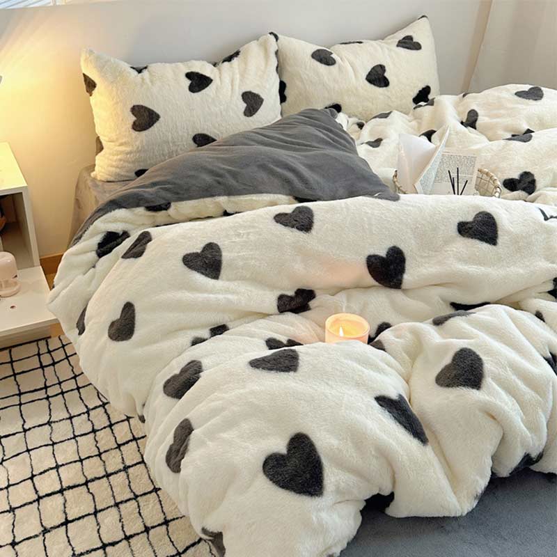 楽天市場】布団カバーセット 可愛いハート柄 厚手 暖かい 子供 大人