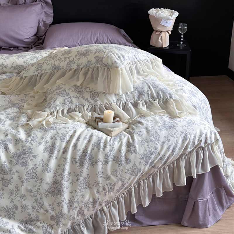 楽天市場】布団カバーセット パープル 姫系 花柄 綿 寝具カバー 掛け