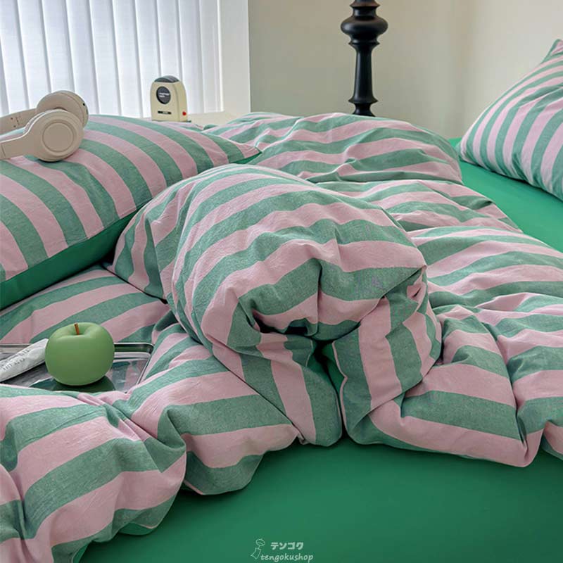 楽天市場】全5色 布団カバーセット ストライプ柄 グリーン ブラウン