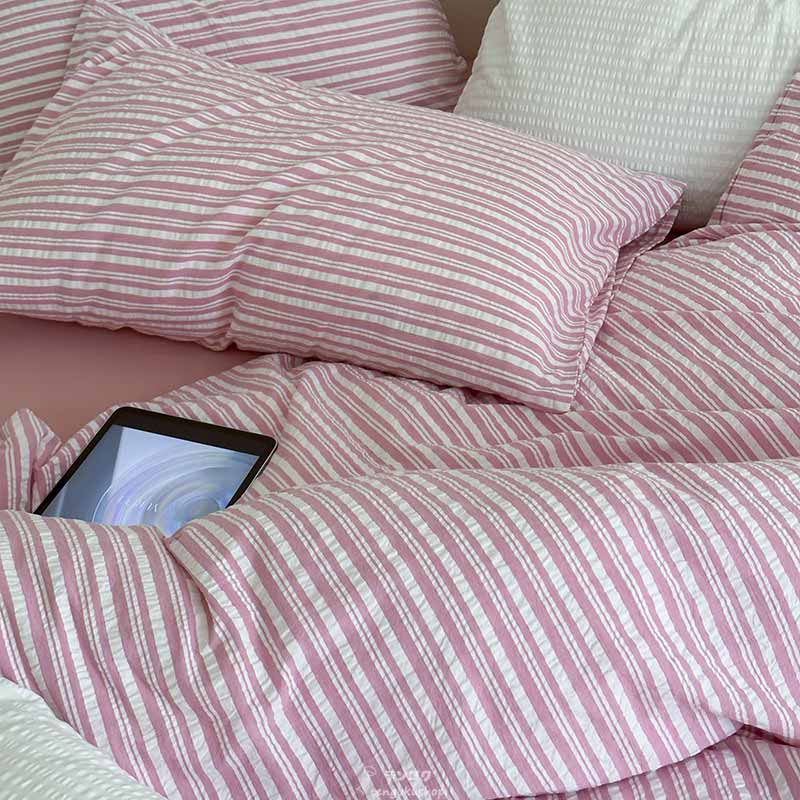 楽天市場】布団カバーセット ピンク ストライプ 北欧 ベッド用品