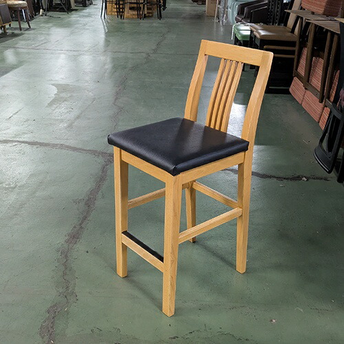 楽天市場】【中古】和風カウンターイス ナチュラル 座黒レザー 幅370
