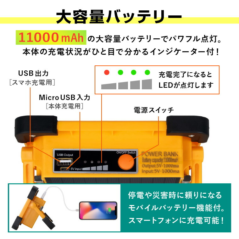 楽天市場】作業灯 投光器 LED 屋外 充電式 防水 明るい ワークライト
