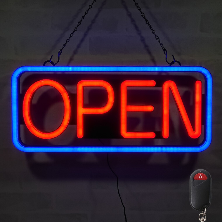 楽天市場】LED ネオン看板 ネオンサイン OPEN 置き/吊り下げ両用 W54