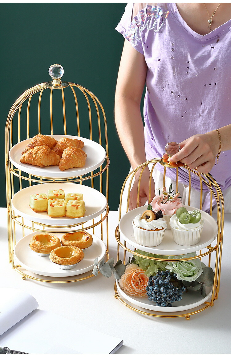 楽天市場】セラミック製 ケーキスタンド 2段/3段 円形 鳥籠風