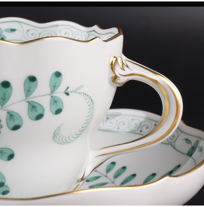 楽天市場】マイセン インドの華 枝付き グリーンカップ＆ソーサー 9 /R