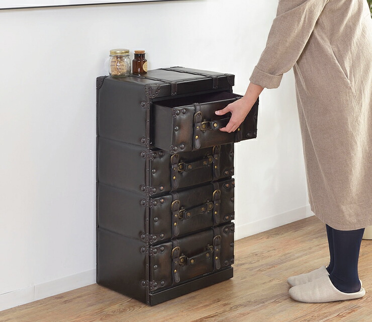 楽天市場】トランク 型 収納 ボックス チェスト 5段 トランクケース