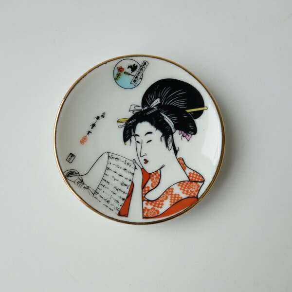 楽天市場】わけあり 美人画 5.7cm アンティーク ミニ 絵皿 5枚 セット
