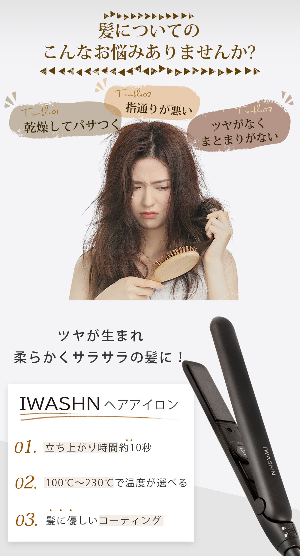 楽天市場】ヘアアイロン ストレート＆カール 2WAY マイナスイオン