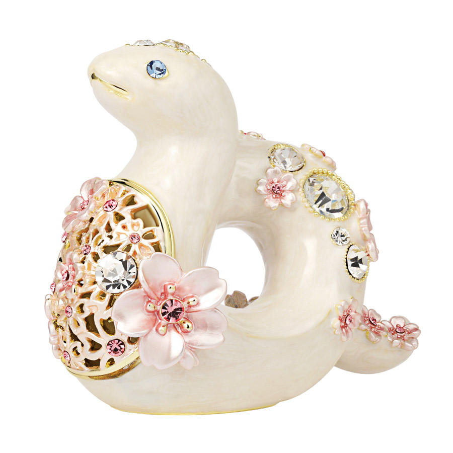 楽天市場】＜桜小蛇＞白蛇 巳年 干支の置物 ジュエリーボックス