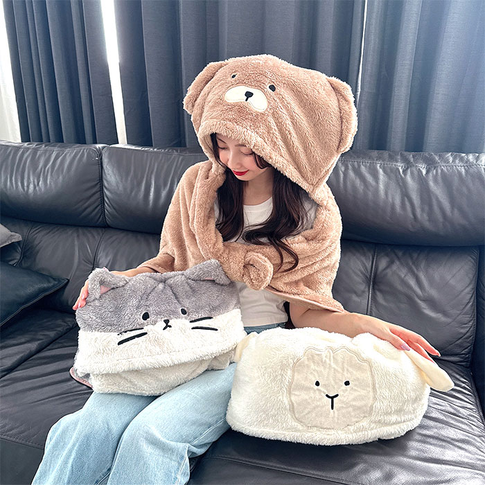 楽天市場】ブランケット クッション ポンチョ パッカブル ひざかけ