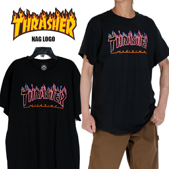 楽天市場】スラッシャー 半袖Tシャツ THRASHER Tシャツ フレイムロゴ